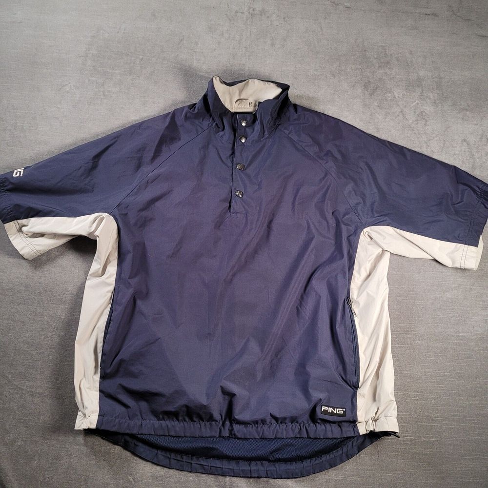 Ping Collection Short Sleeve‎ Golf Windbreaker Blue White Mens Size Medium